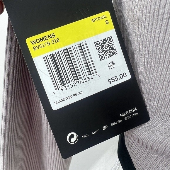 Nike Just Do It Ribbed Crop Top Shirt Size S NWT Taupe NWT Long Sleeve - Picture 8 of 11